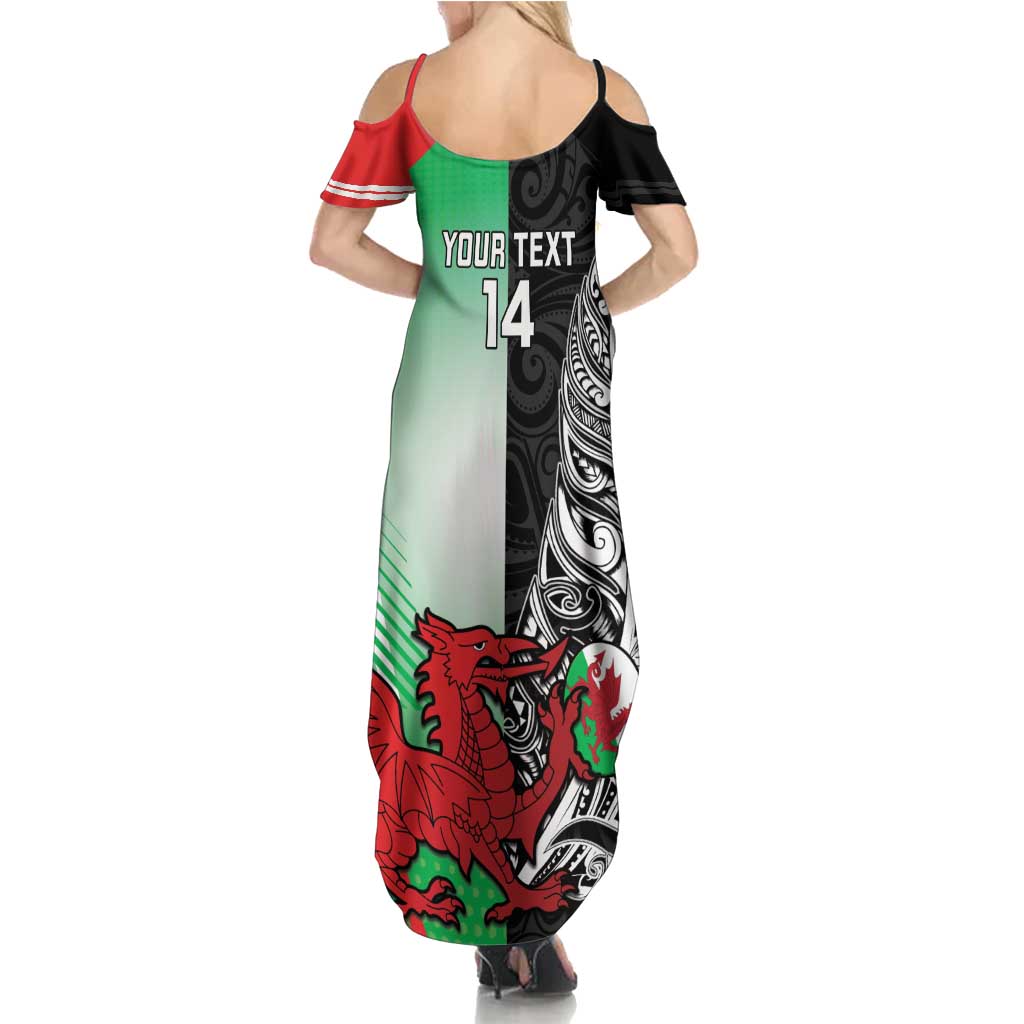 New Zealand and Wales Rugby Custom Summer Maxi Dress Aotearoa All Black Combine Welsh Dragon - Wonder Print Shop