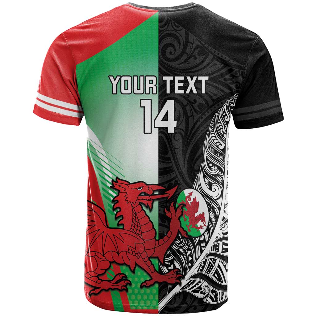 New Zealand and Wales Rugby Custom T Shirt Aotearoa All Black Combine Welsh Dragon - Wonder Print Shop