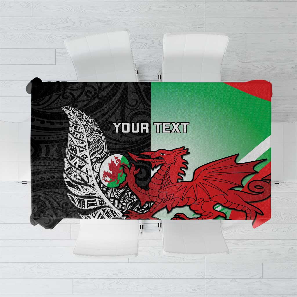 New Zealand and Wales Rugby Custom Tablecloth Aotearoa All Black Combine Welsh Dragon - Wonder Print Shop