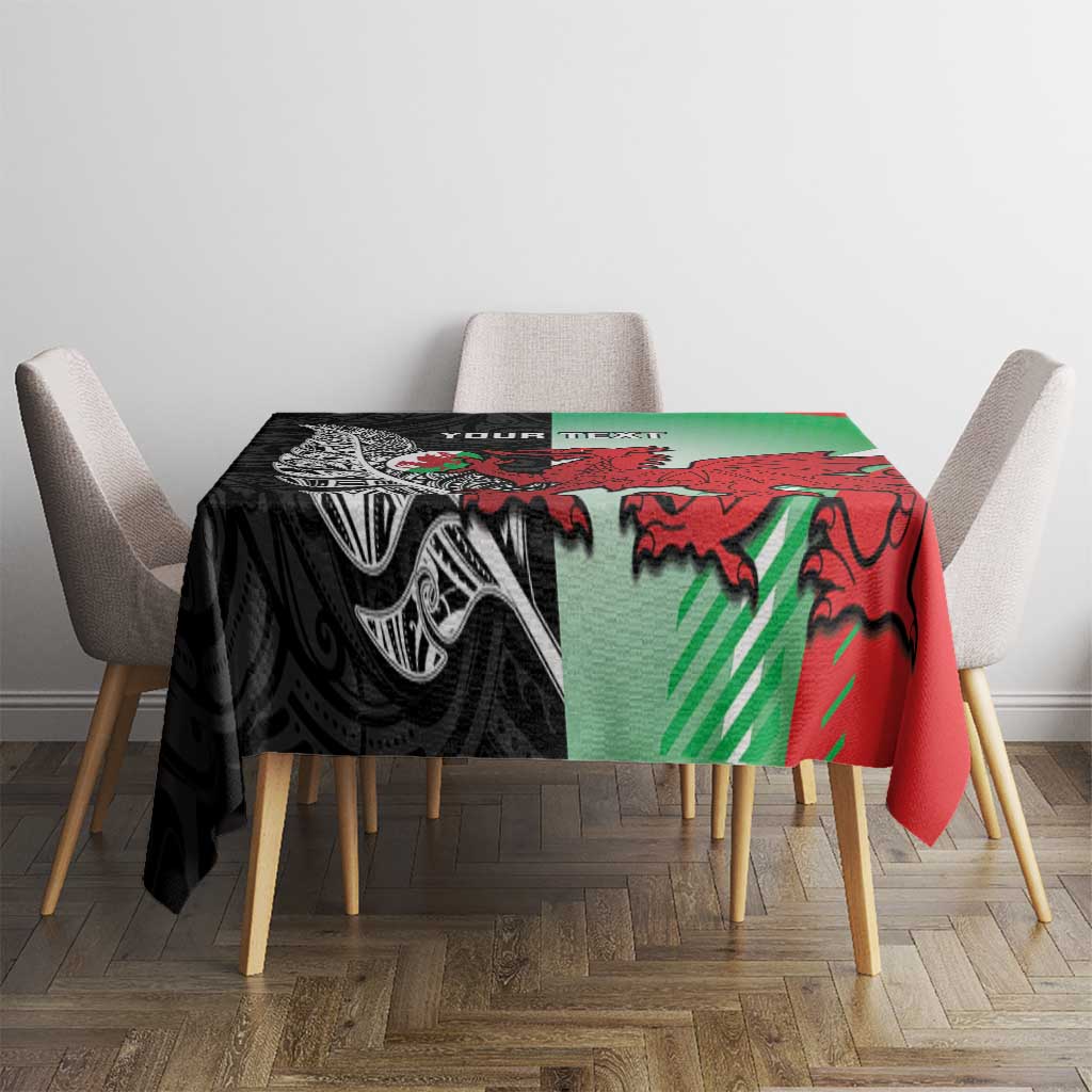 New Zealand and Wales Rugby Custom Tablecloth Aotearoa All Black Combine Welsh Dragon - Wonder Print Shop