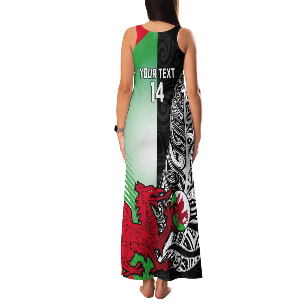 New Zealand and Wales Rugby Custom Tank Maxi Dress Aotearoa All Black Combine Welsh Dragon - Wonder Print Shop