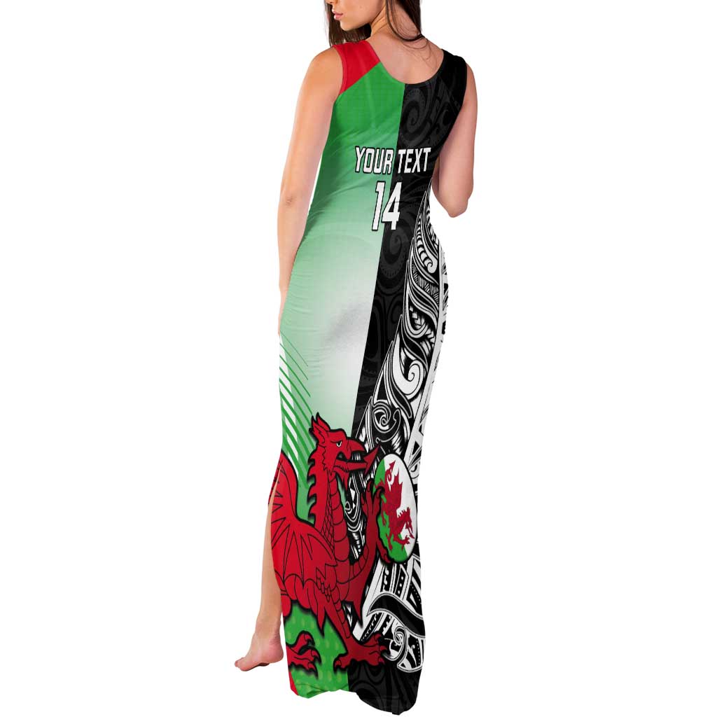 New Zealand and Wales Rugby Custom Tank Maxi Dress Aotearoa All Black Combine Welsh Dragon - Wonder Print Shop