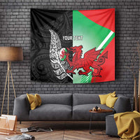 New Zealand and Wales Rugby Custom Tapestry Aotearoa All Black Combine Welsh Dragon - Wonder Print Shop
