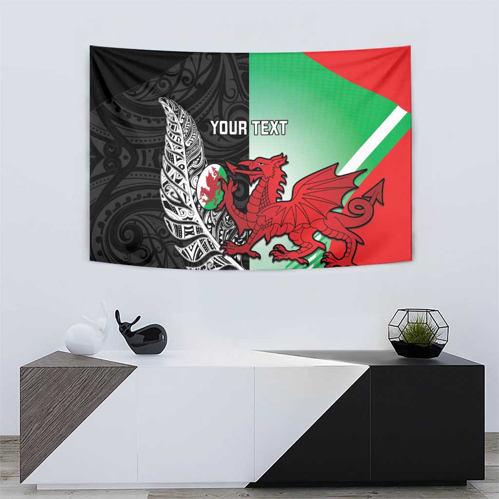 New Zealand and Wales Rugby Custom Tapestry Aotearoa All Black Combine Welsh Dragon - Wonder Print Shop