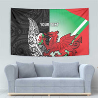 New Zealand and Wales Rugby Custom Tapestry Aotearoa All Black Combine Welsh Dragon - Wonder Print Shop