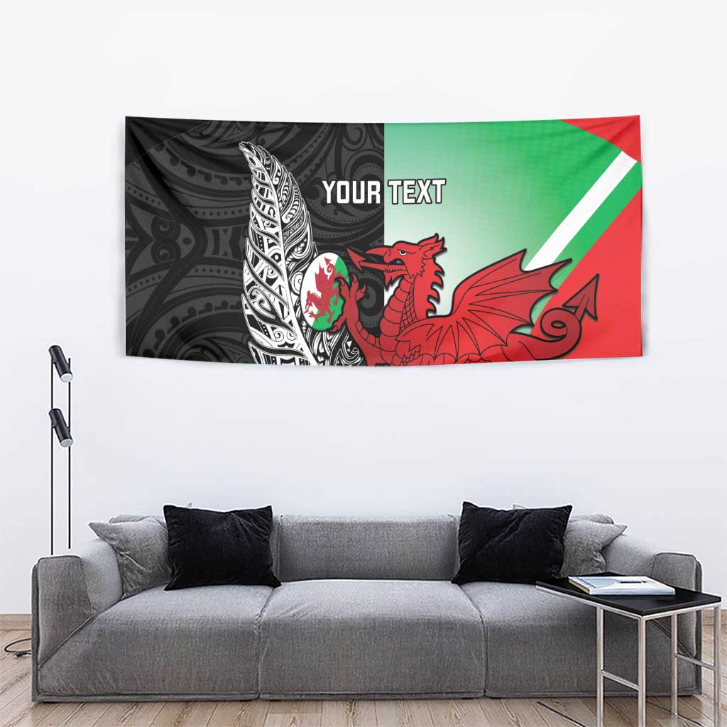 New Zealand and Wales Rugby Custom Tapestry Aotearoa All Black Combine Welsh Dragon - Wonder Print Shop