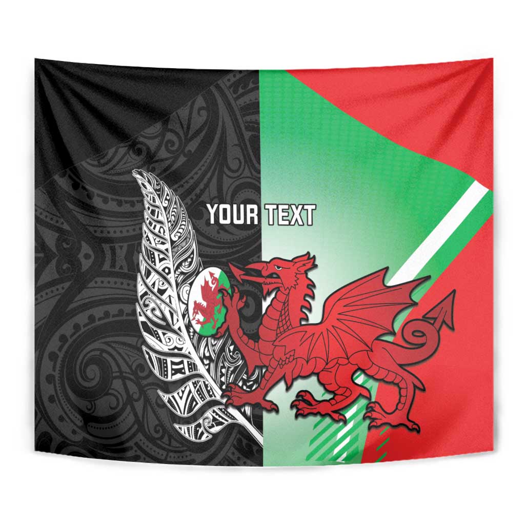 New Zealand and Wales Rugby Custom Tapestry Aotearoa All Black Combine Welsh Dragon - Wonder Print Shop