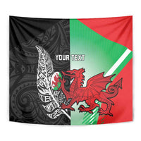 New Zealand and Wales Rugby Custom Tapestry Aotearoa All Black Combine Welsh Dragon - Wonder Print Shop