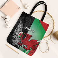 New Zealand and Wales Rugby Custom Tote Bag Aotearoa All Black Combine Welsh Dragon - Wonder Print Shop