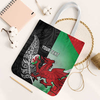 New Zealand and Wales Rugby Custom Tote Bag Aotearoa All Black Combine Welsh Dragon - Wonder Print Shop