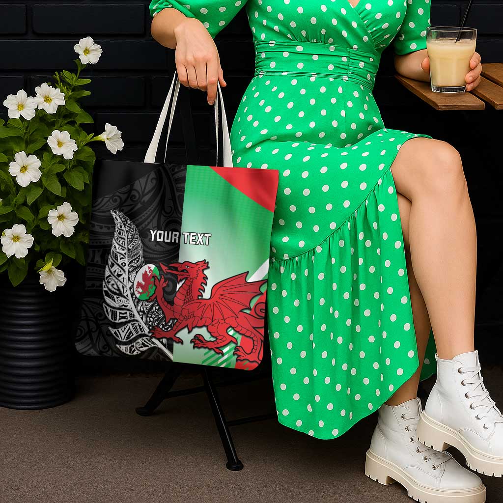 New Zealand and Wales Rugby Custom Tote Bag Aotearoa All Black Combine Welsh Dragon - Wonder Print Shop