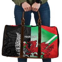 New Zealand and Wales Rugby Custom Travel Bag Aotearoa All Black Combine Welsh Dragon - Wonder Print Shop