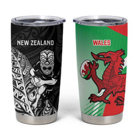 New Zealand and Wales Rugby Custom Tumbler Cup Aotearoa All Black Combine Welsh Dragon - Wonder Print Shop