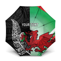 New Zealand and Wales Rugby Custom Umbrella Aotearoa All Black Combine Welsh Dragon - Wonder Print Shop