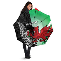 New Zealand and Wales Rugby Custom Umbrella Aotearoa All Black Combine Welsh Dragon - Wonder Print Shop