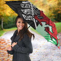 New Zealand and Wales Rugby Custom Umbrella Aotearoa All Black Combine Welsh Dragon - Wonder Print Shop