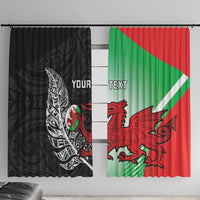 New Zealand and Wales Rugby Custom Window Curtain Aotearoa All Black Combine Welsh Dragon - Wonder Print Shop