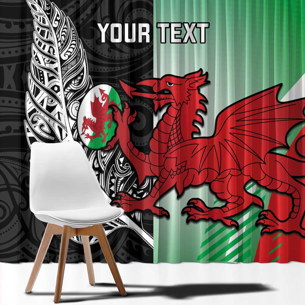 New Zealand and Wales Rugby Custom Window Curtain Aotearoa All Black Combine Welsh Dragon - Wonder Print Shop