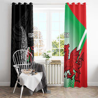 New Zealand and Wales Rugby Custom Window Curtain Aotearoa All Black Combine Welsh Dragon - Wonder Print Shop