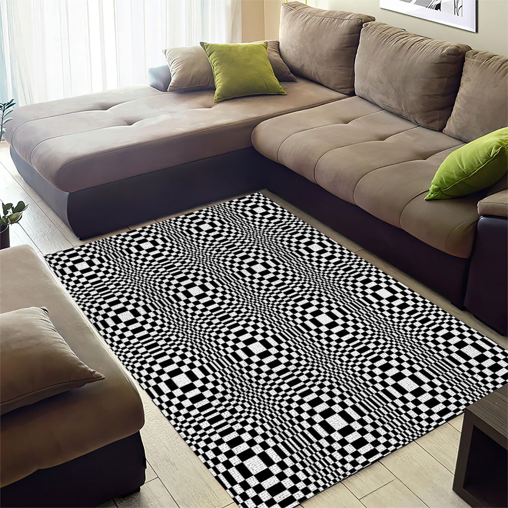 Black White Filipino Binakol Motifs Area Rug Mabuhay Philippines Festival Kusikus Pattern