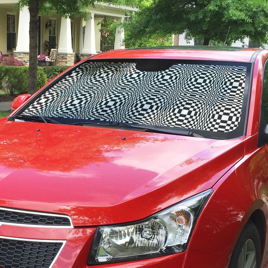 Black White Filipino Binakol Motifs Auto Sun Shade Mabuhay Philippines Festival Kusikus Pattern