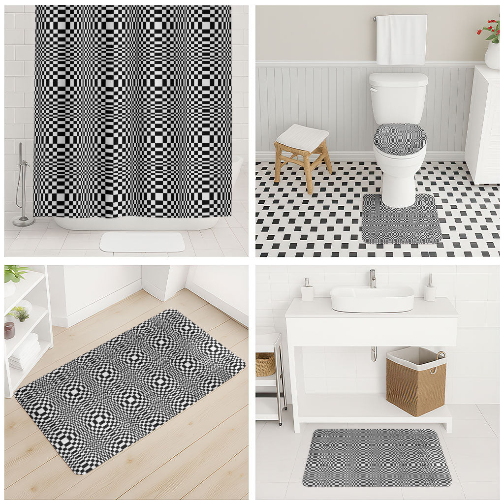Black White Filipino Binakol Motifs Bathroom Set Mabuhay Philippines Festival Kusikus Pattern
