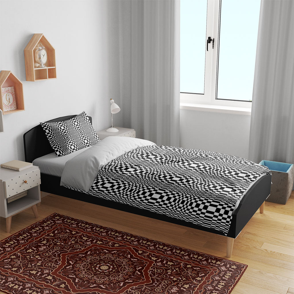 Black White Filipino Binakol Motifs Bedding Set Mabuhay Philippines Festival Kusikus Pattern