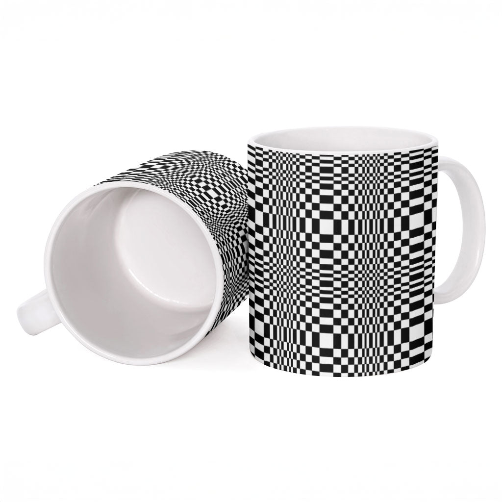 Black White Filipino Binakol Motifs Ceramic Mug Mabuhay Philippines Festival Kusikus Pattern