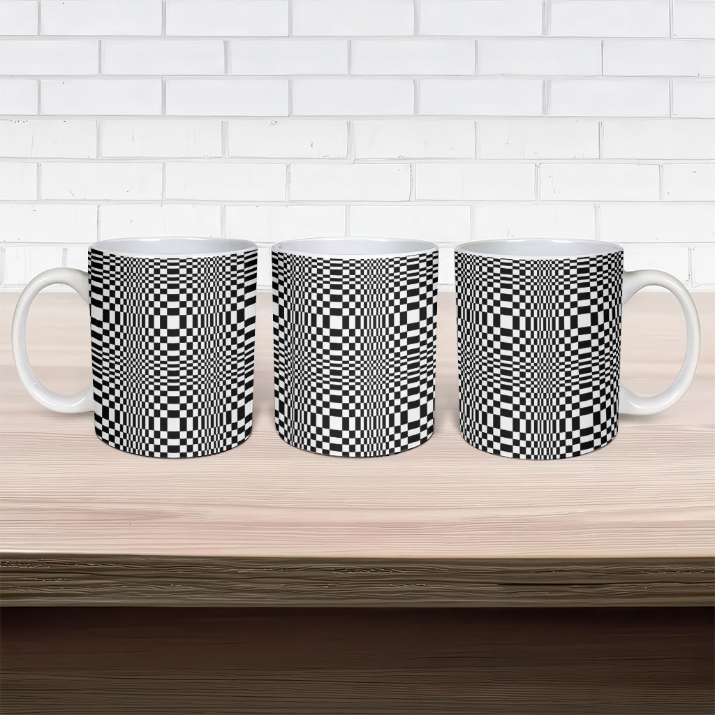 Black White Filipino Binakol Motifs Ceramic Mug Mabuhay Philippines Festival Kusikus Pattern