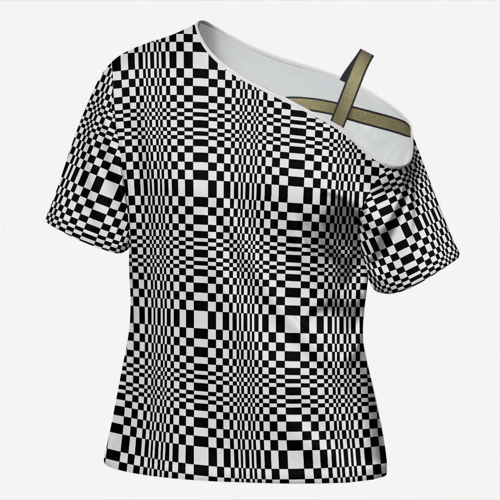 Black White Filipino Binakol Motifs Cross Shoulder Shirt Mabuhay Philippines Festival Kusikus Pattern