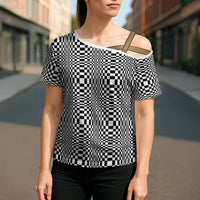 Black White Filipino Binakol Motifs Cross Shoulder Shirt Mabuhay Philippines Festival Kusikus Pattern