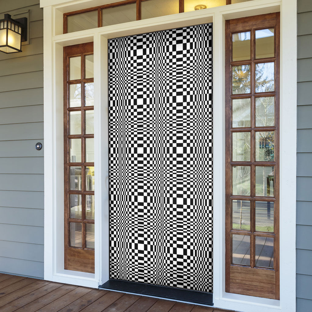 Black White Filipino Binakol Motifs Door Cover Mabuhay Philippines Festival Kusikus Pattern