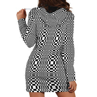 Black White Filipino Binakol Motifs Hoodie Dress Mabuhay Philippines Festival Kusikus Pattern