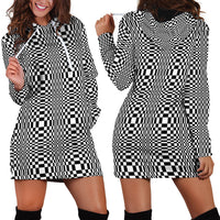 Black White Filipino Binakol Motifs Hoodie Dress Mabuhay Philippines Festival Kusikus Pattern