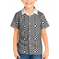 Black White Filipino Binakol Motifs Kid Hawaiian Shirt Mabuhay Philippines Festival Kusikus Pattern