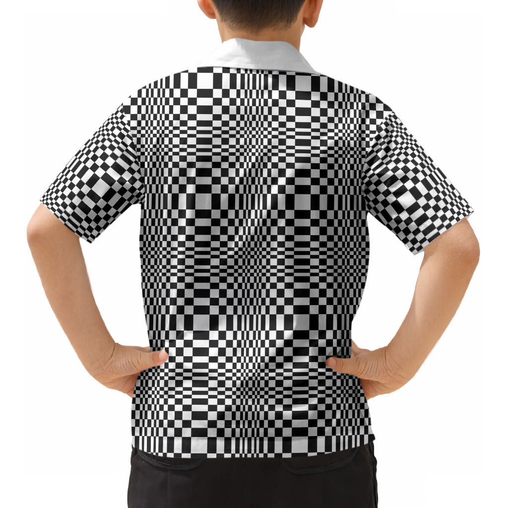 Black White Filipino Binakol Motifs Kid Hawaiian Shirt Mabuhay Philippines Festival Kusikus Pattern