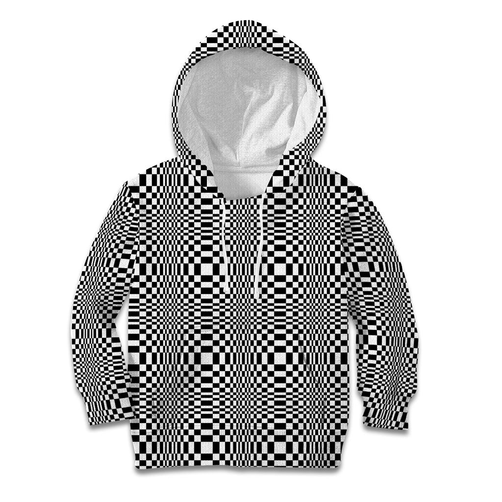 Black White Filipino Binakol Motifs Kid Hoodie Mabuhay Philippines Festival Kusikus Pattern