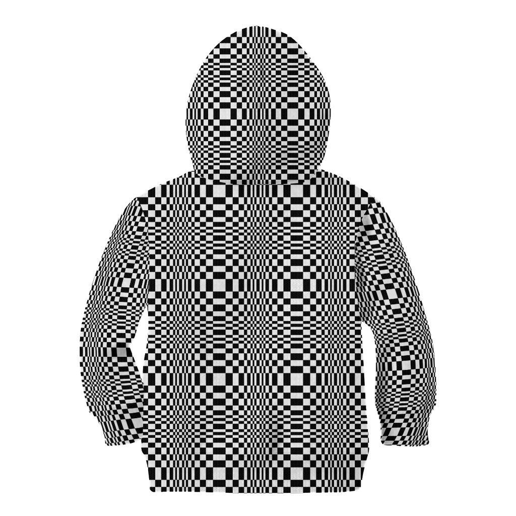 Black White Filipino Binakol Motifs Kid Hoodie Mabuhay Philippines Festival Kusikus Pattern