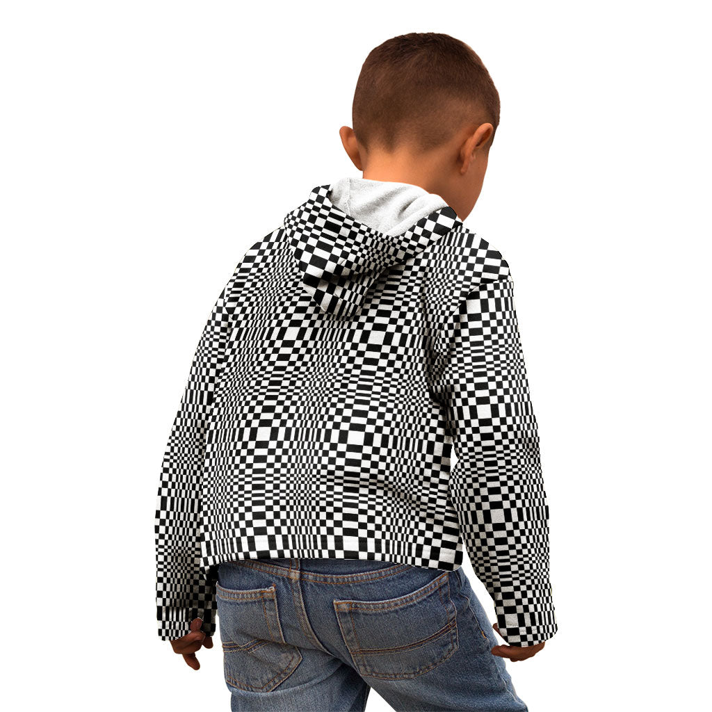 Black White Filipino Binakol Motifs Kid Hoodie Mabuhay Philippines Festival Kusikus Pattern