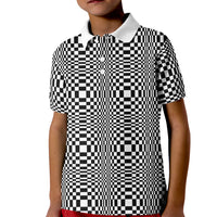Black White Filipino Binakol Motifs Kid Polo Shirt Mabuhay Philippines Festival Kusikus Pattern