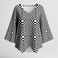 Black White Filipino Binakol Motifs Kimono Sleeve Blouse Mabuhay Philippines Festival Kusikus Pattern