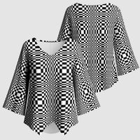 Black White Filipino Binakol Motifs Kimono Sleeve Blouse Mabuhay Philippines Festival Kusikus Pattern