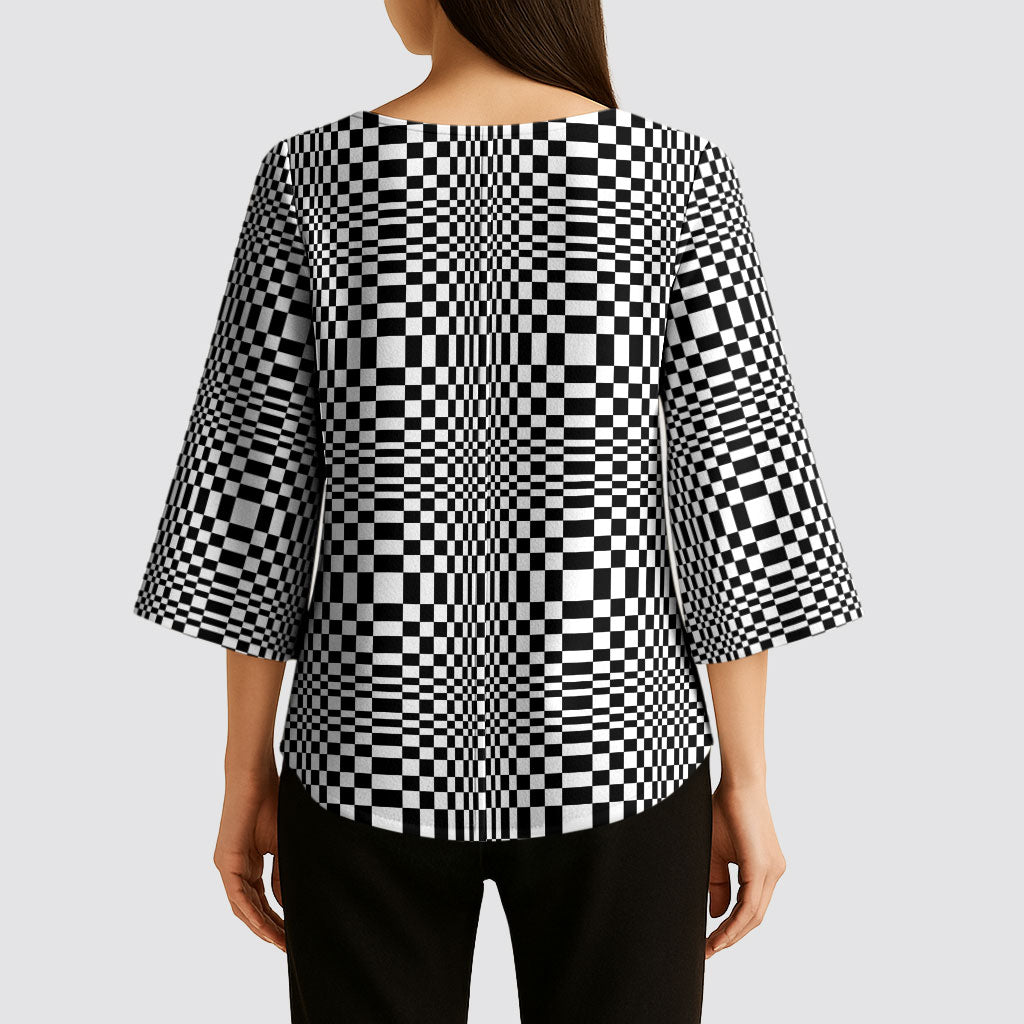 Black White Filipino Binakol Motifs Kimono Sleeve Blouse Mabuhay Philippines Festival Kusikus Pattern