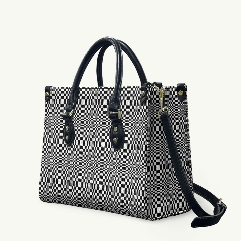 Black White Filipino Binakol Motifs Leather Bag Mabuhay Philippines Festival Kusikus Pattern