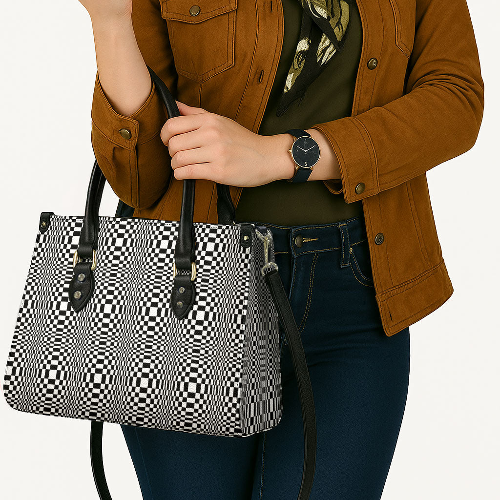 Black White Filipino Binakol Motifs Leather Bag Mabuhay Philippines Festival Kusikus Pattern