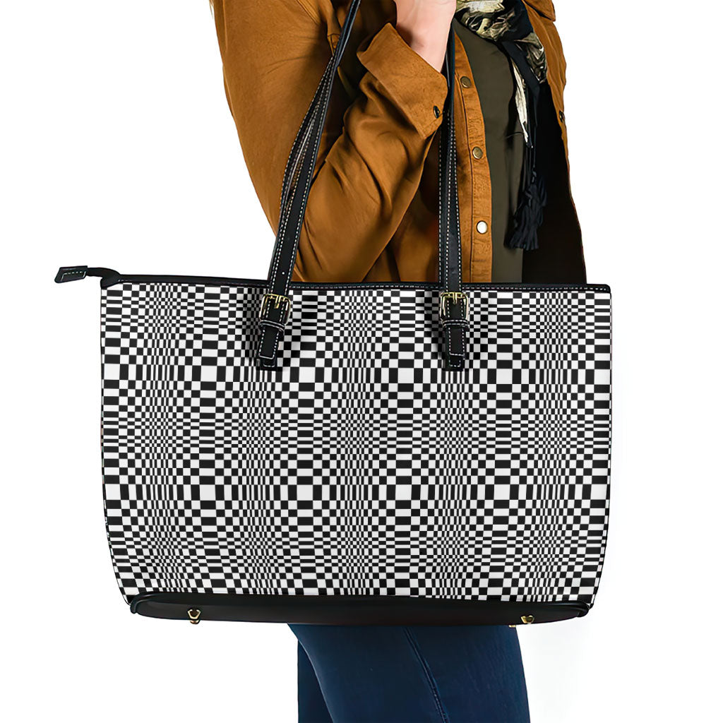Black White Filipino Binakol Motifs Leather Tote Bag Mabuhay Philippines Festival Kusikus Pattern