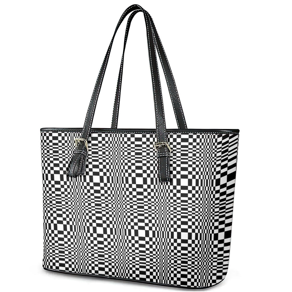 Black White Filipino Binakol Motifs Leather Tote Bag Mabuhay Philippines Festival Kusikus Pattern