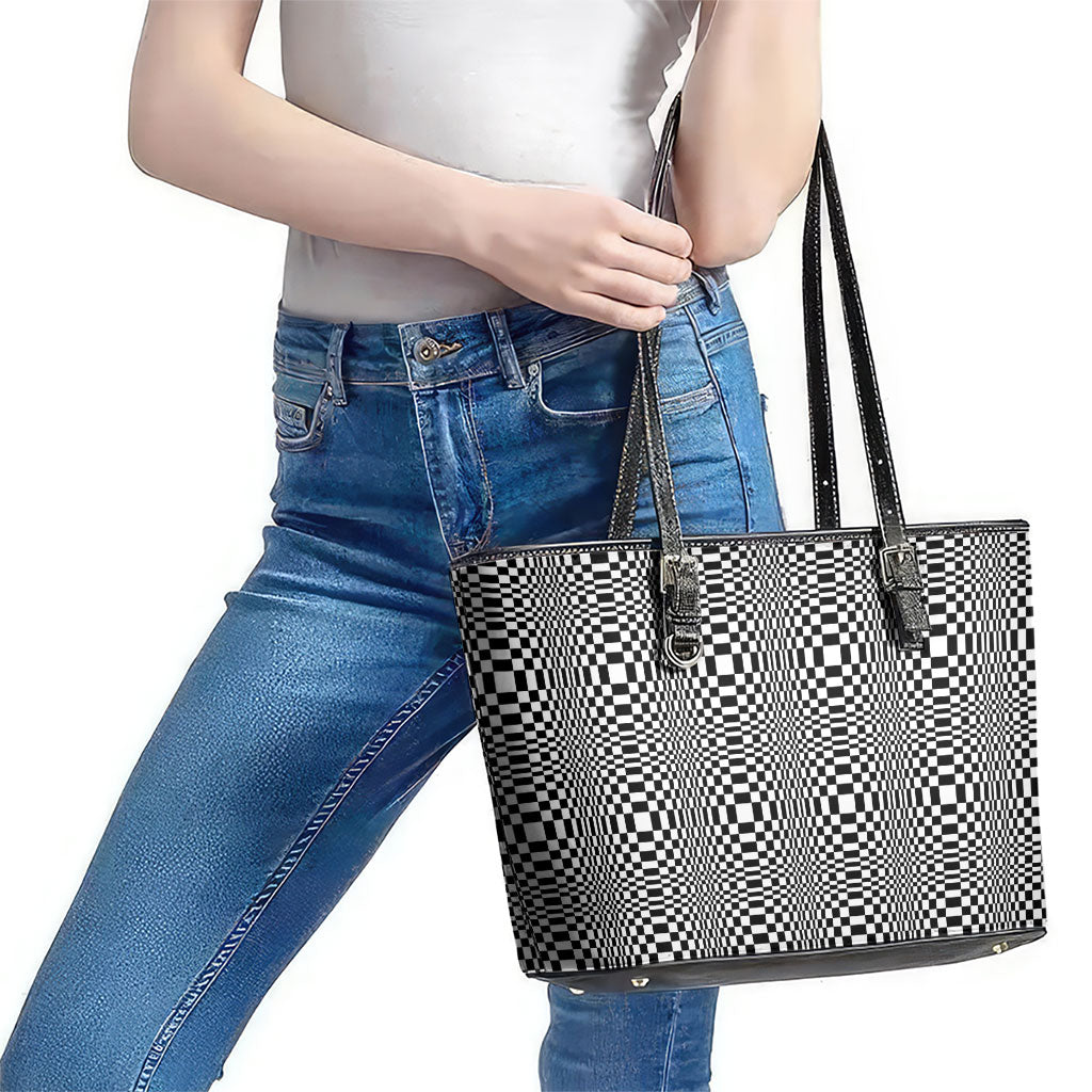 Black White Filipino Binakol Motifs Leather Tote Bag Mabuhay Philippines Festival Kusikus Pattern