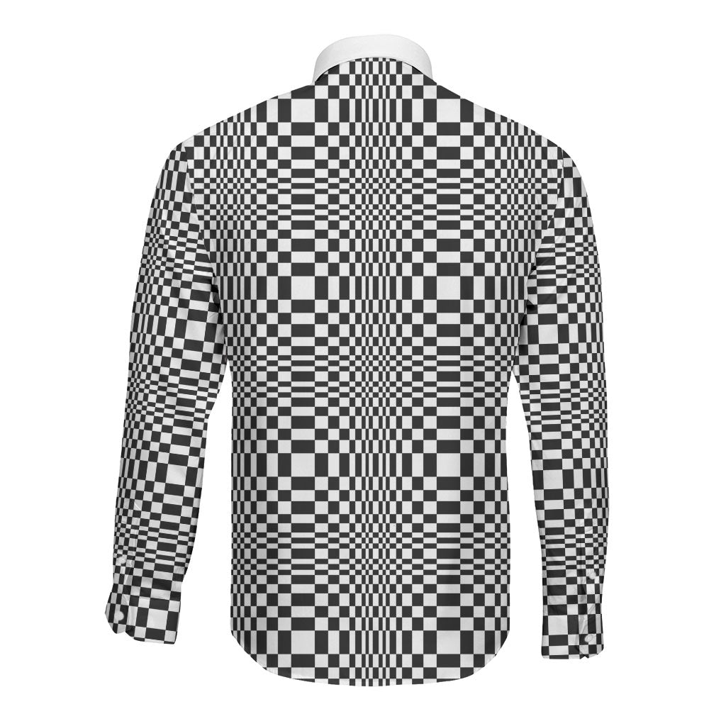 Black White Filipino Binakol Motifs Long Sleeve Button Shirt Mabuhay Philippines Festival Kusikus Pattern