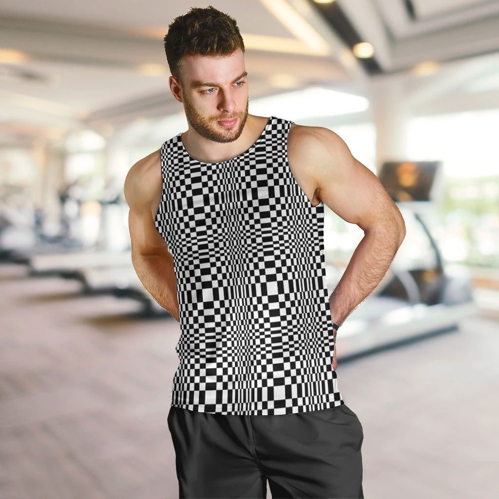 Black White Filipino Binakol Motifs Men Tank Top Mabuhay Philippines Festival Kusikus Pattern